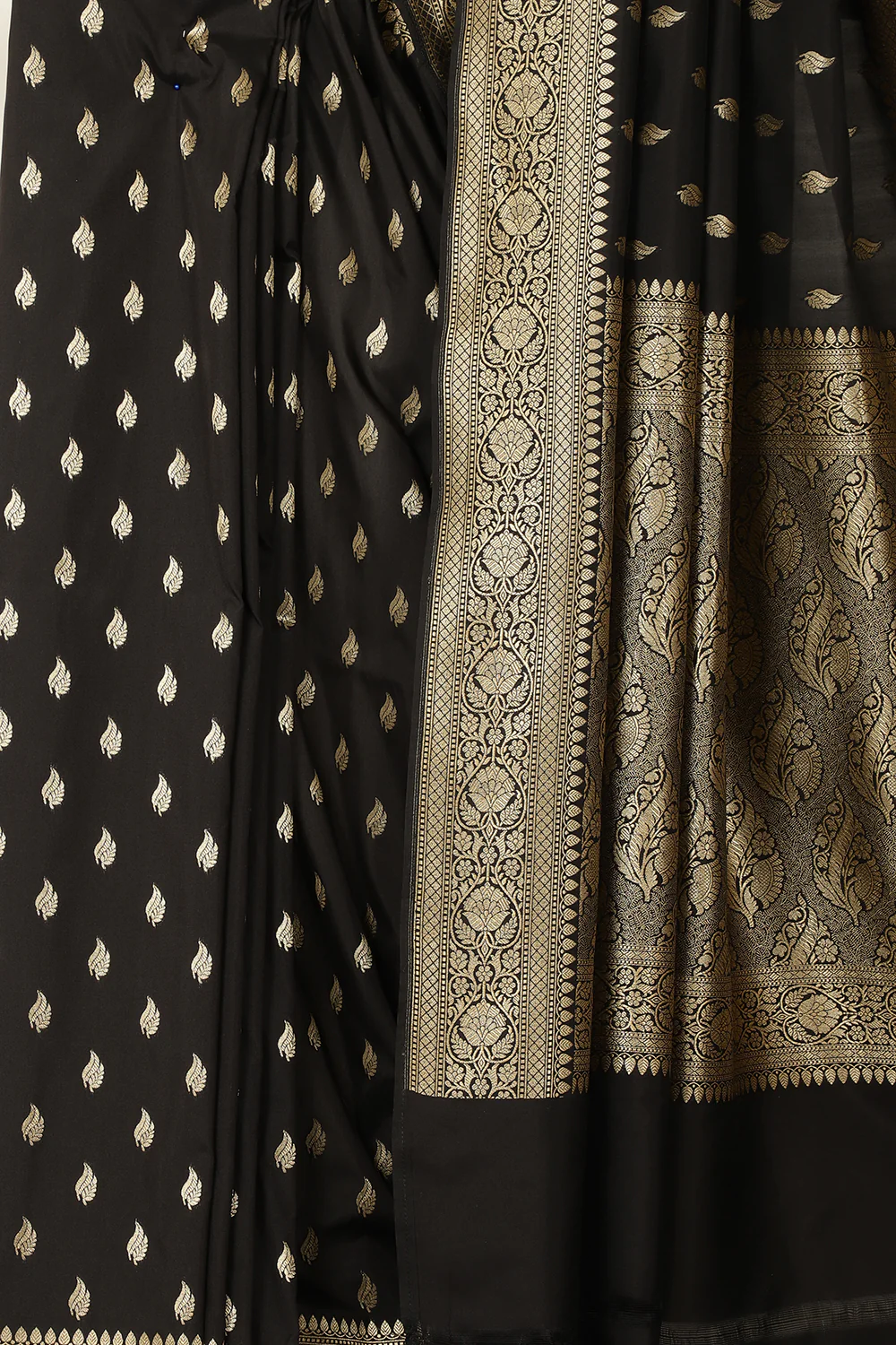 Black Banarasi Woven SIlk Saree - Image 2