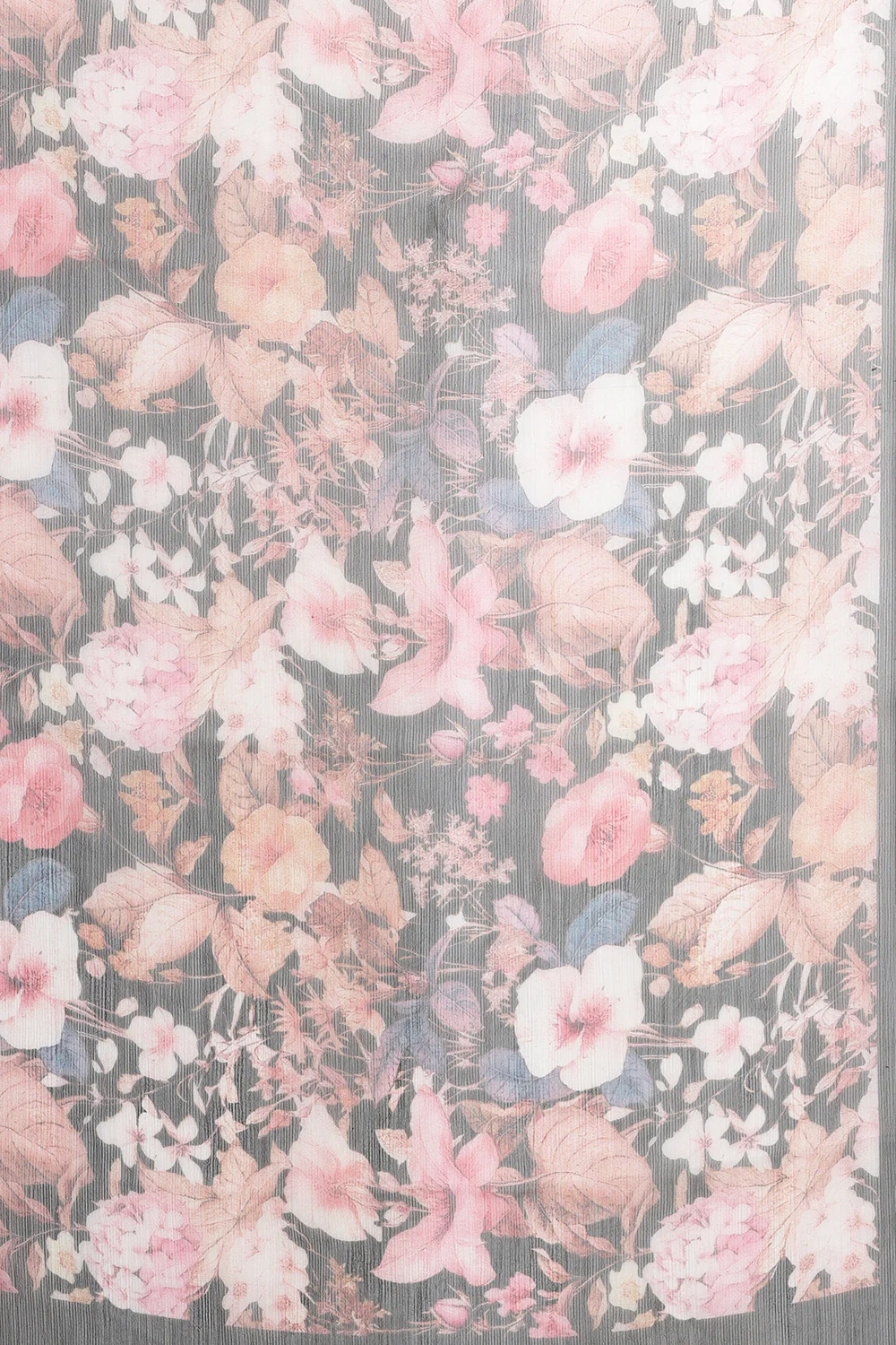 Black Floral Printed Chiffon Saree - Image 8