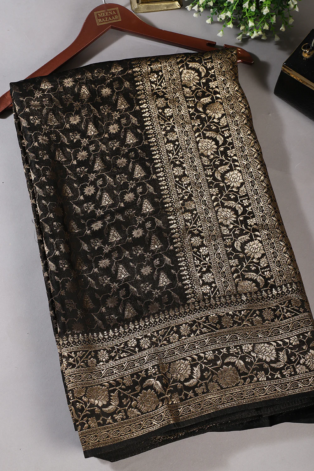 Black Woven South Silk Saree