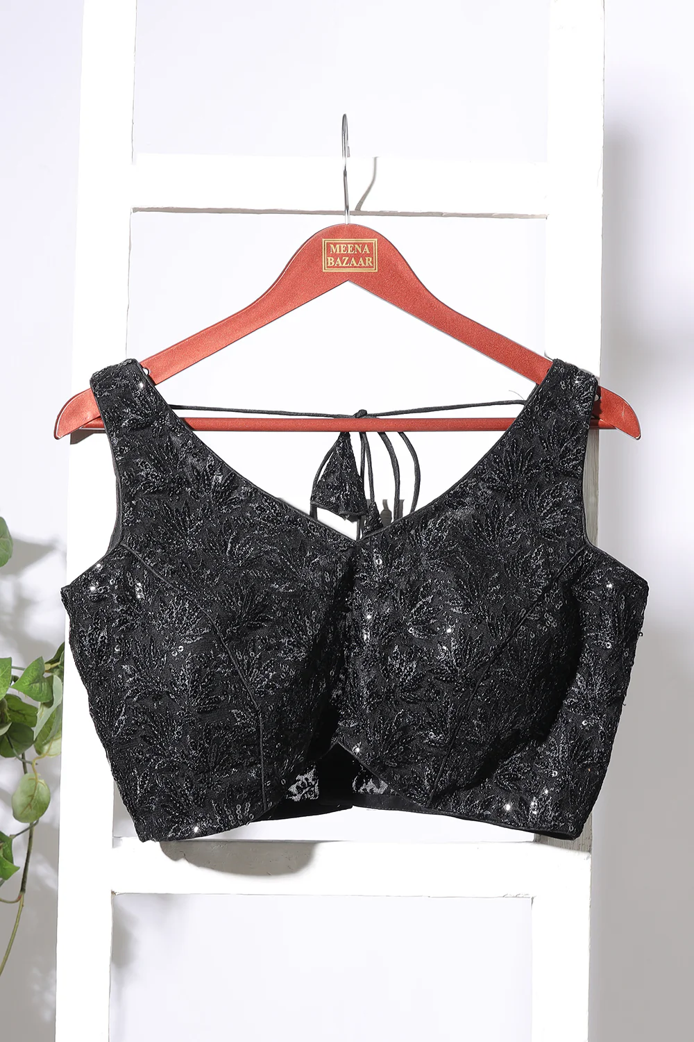 Black Zari And Sequins Embroidered Net Readymade Blouse