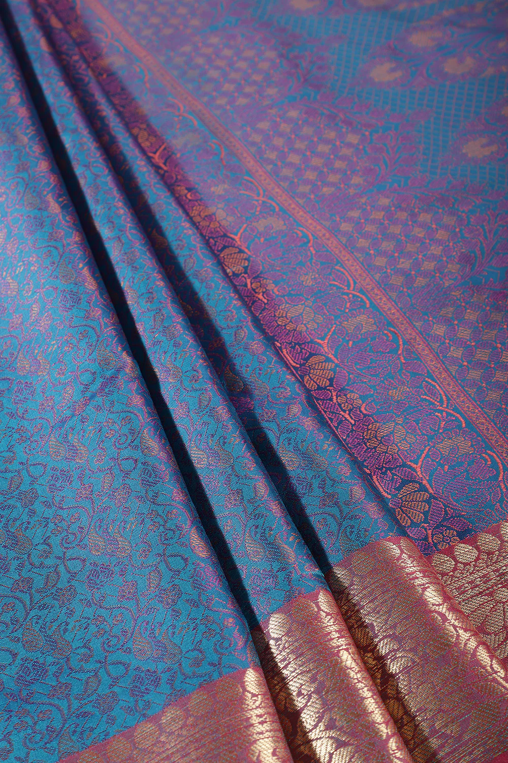 Blue Color Cotton Silk Resham & Zari Woven Saree - Image 2