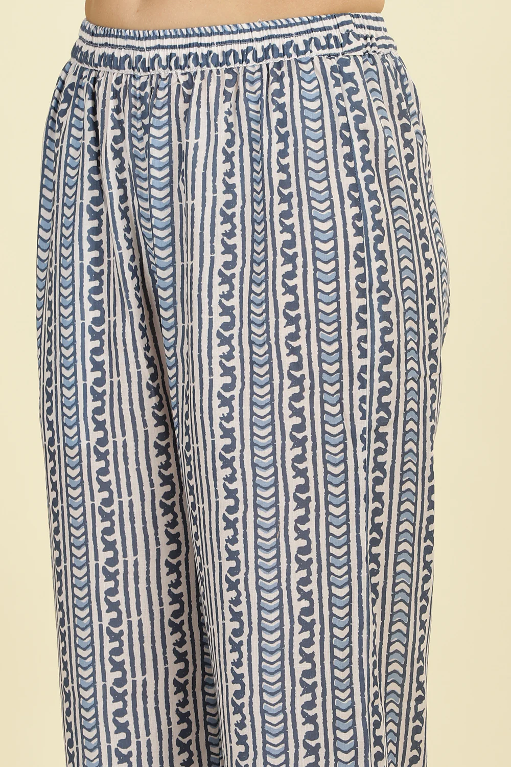Blue Cotton Hacoba Style Printed Unstitched Suit Material - Image 7