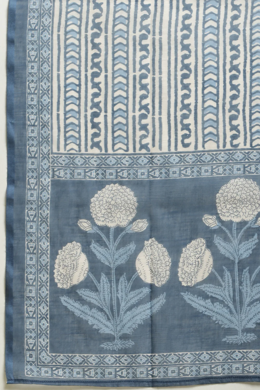 Blue Cotton Hacoba Style Printed Unstitched Suit Material - Image 8