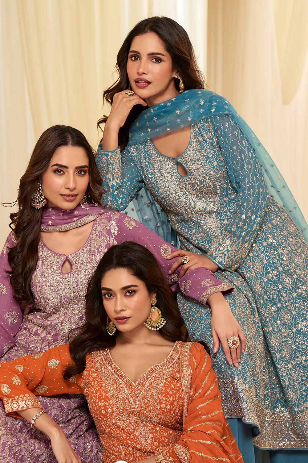 Blue Georgette Embroidered Anarkali Suit Set - Image 5