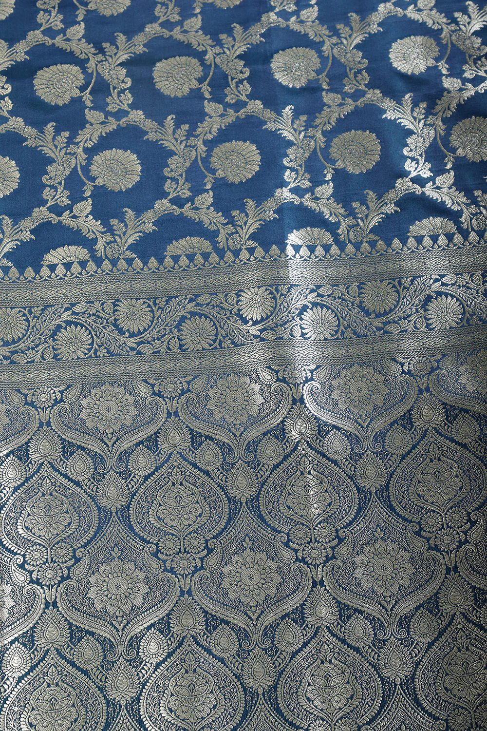 Blue Zari Woven Banarasi Silk Saree - Image 2