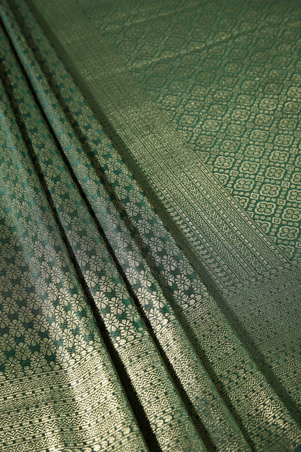 Bottle Green Color South Silk Zari Woven Saree - Image 2