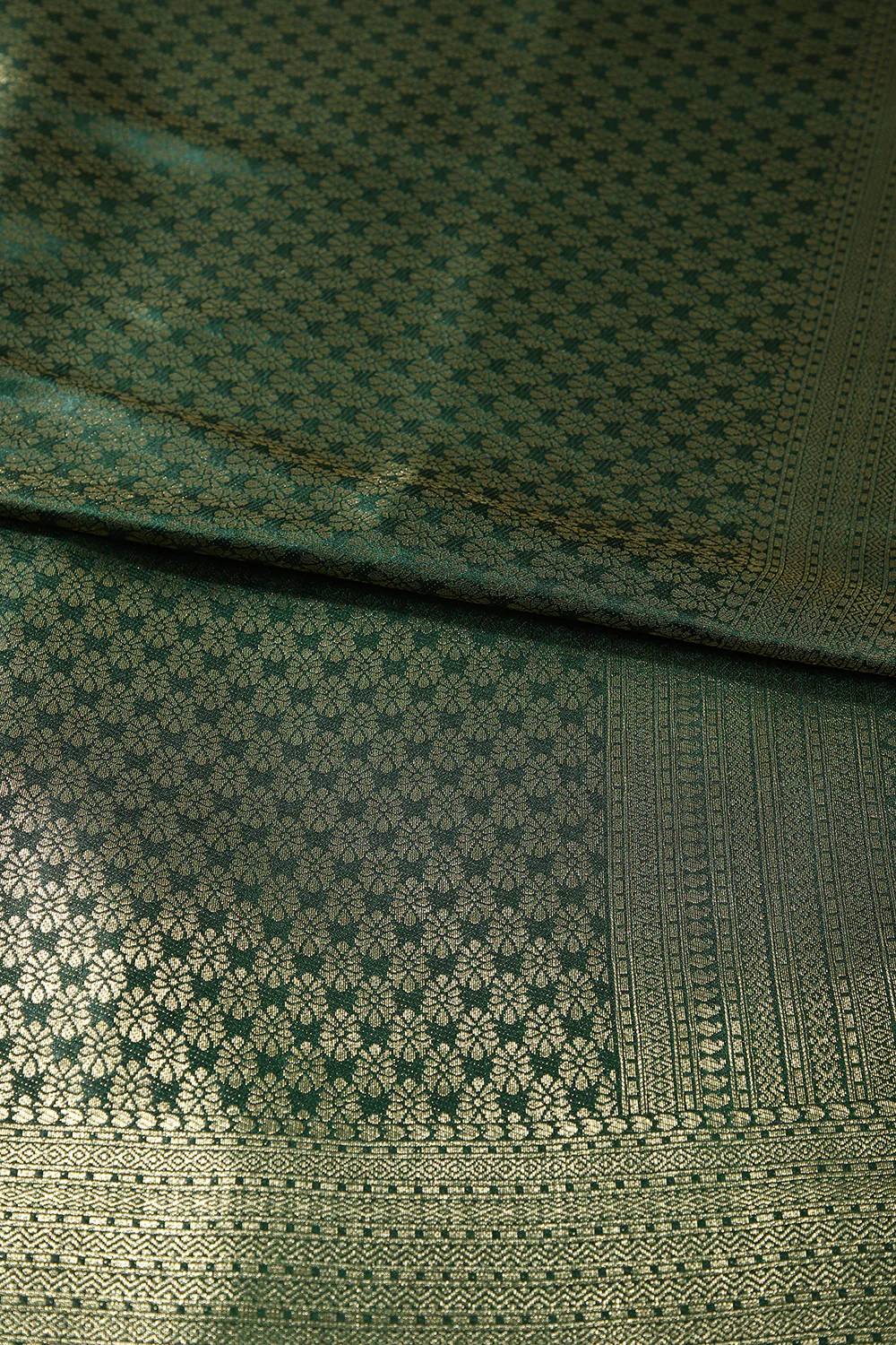 Bottle Green Color South Silk Zari Woven Saree - Image 4