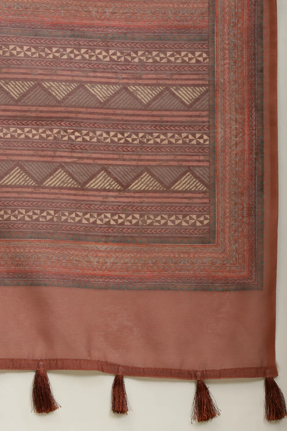 Brown Cotton Silk Printed Saree - Image 7
