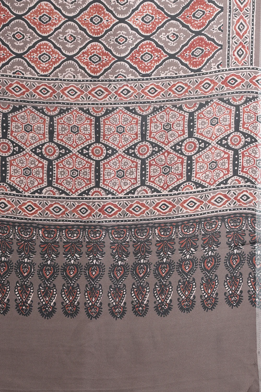 Brown Crepe Printed Saree - Image 7