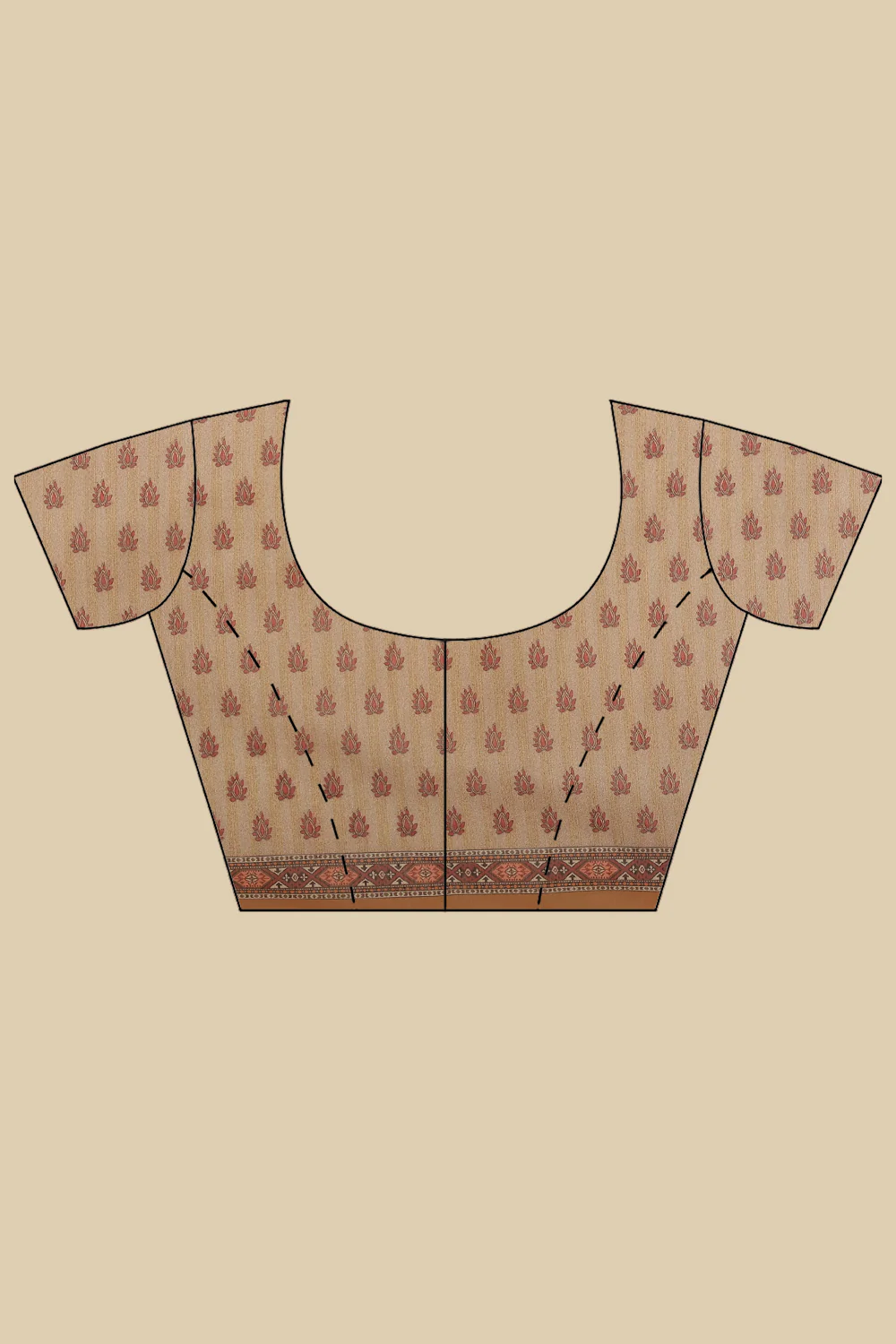Brown Floral Printed Cotton Silk Saree - Image 8
