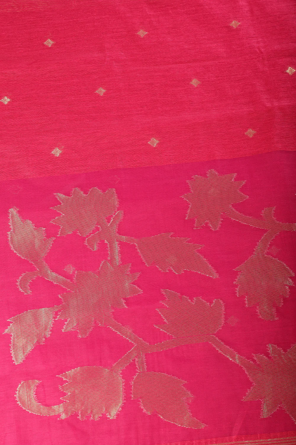 Cardinal Red Tussar Silk Floral Zari Woven Saree - Image 2