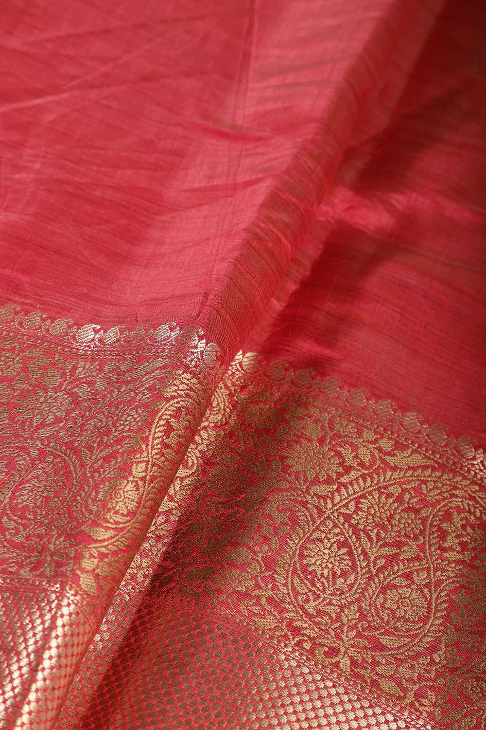 Carmine Red Cotton Silk Woven Saree - Image 4