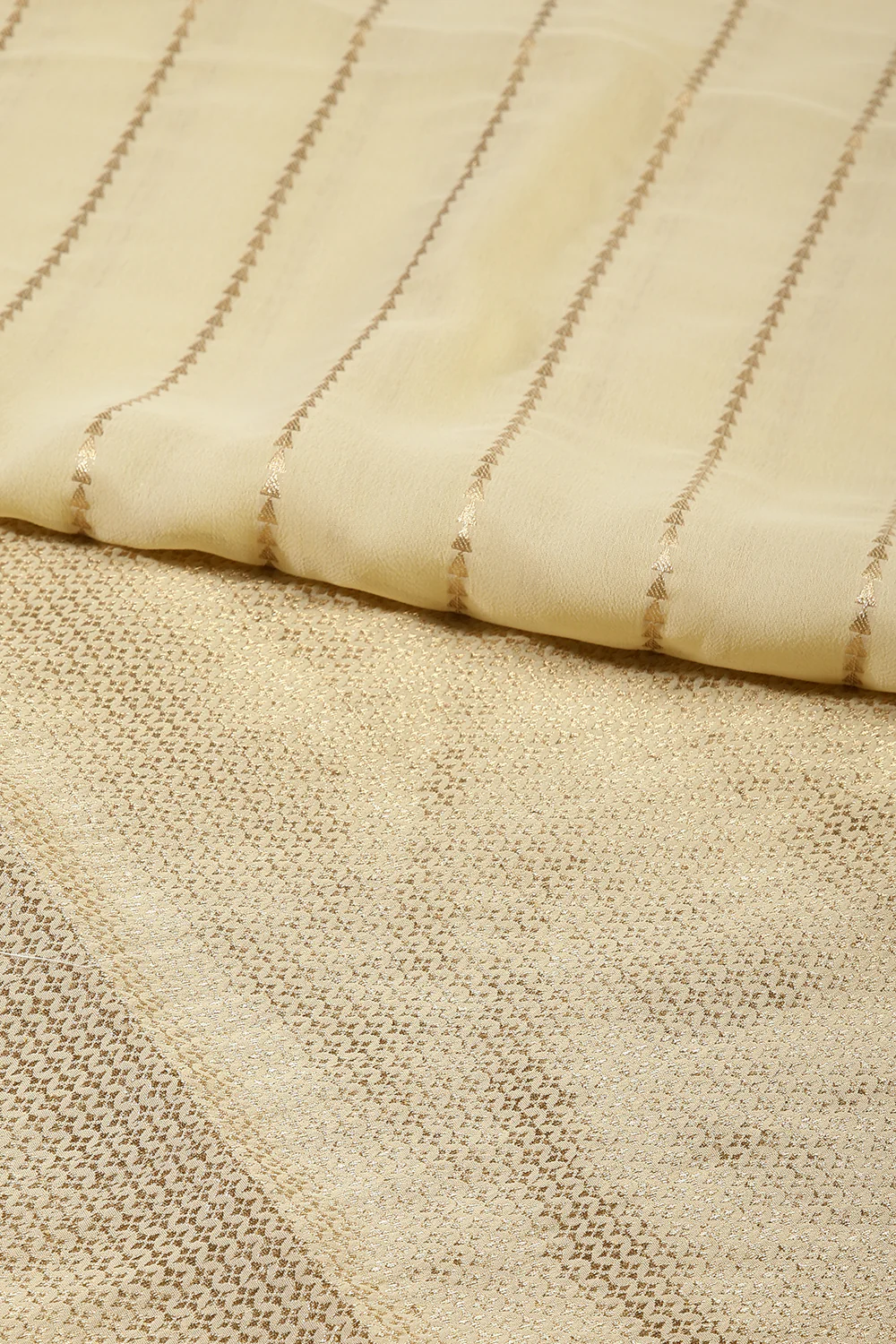 Cream Color Georgette Saree with Zari Pinstripes - Image 2