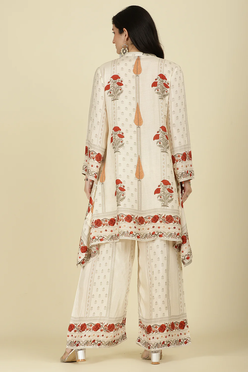 Cream Mul Cotton Floral Printed Kurta Set - Image 3