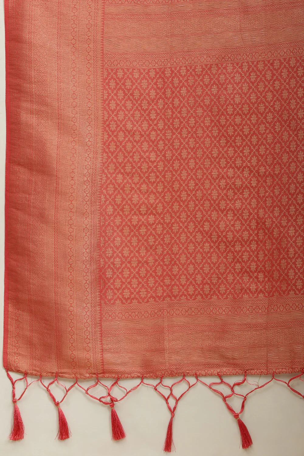 Dark Peach Lightweight Banarasi Silk Weaving Saree - Image 6