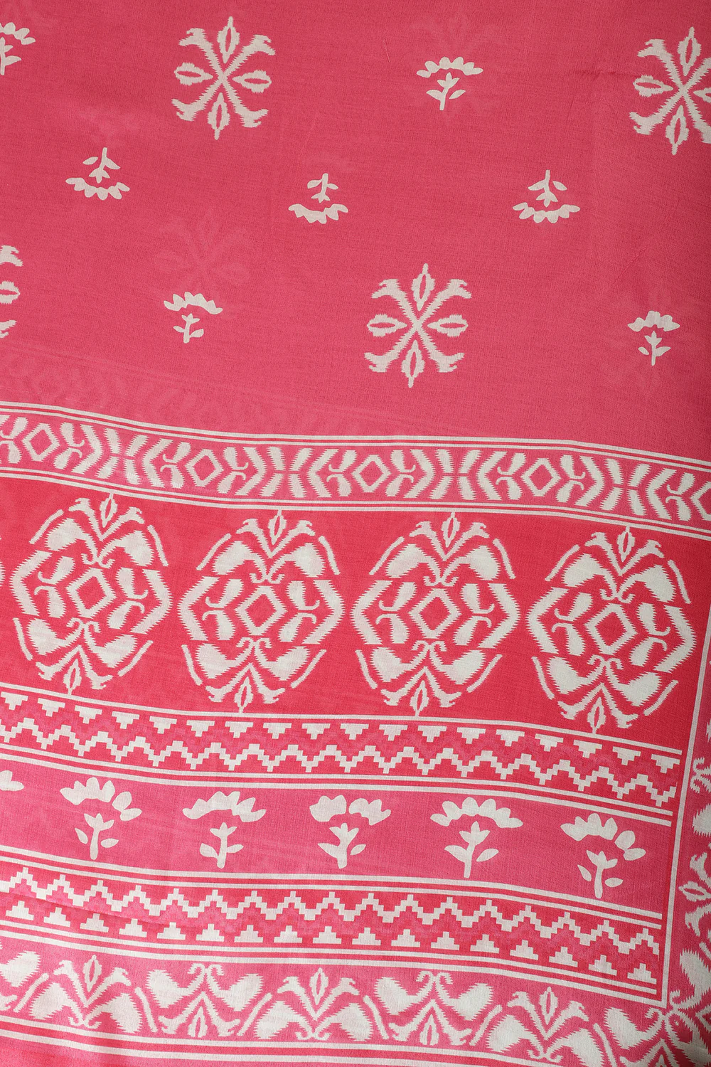 Dark Pink Floral Block Print Cotton Unstitched Suit Fabric - Image 5