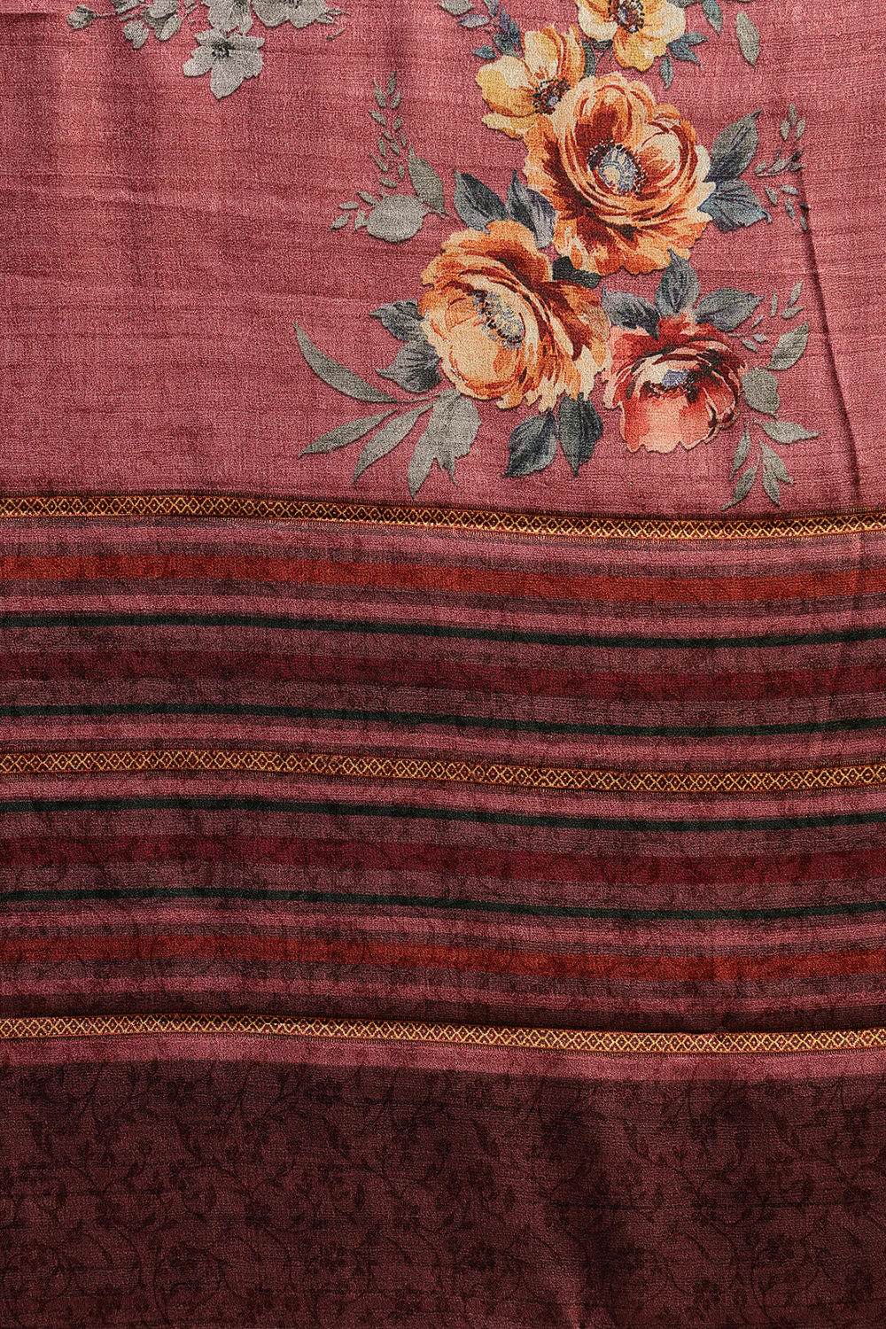 Dusty Pink Jacquard Silk Printed Saree - Image 7