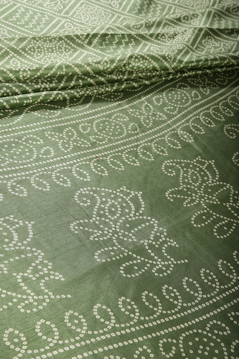Green Color Block Printed Cotton Silk Saree - Image 4