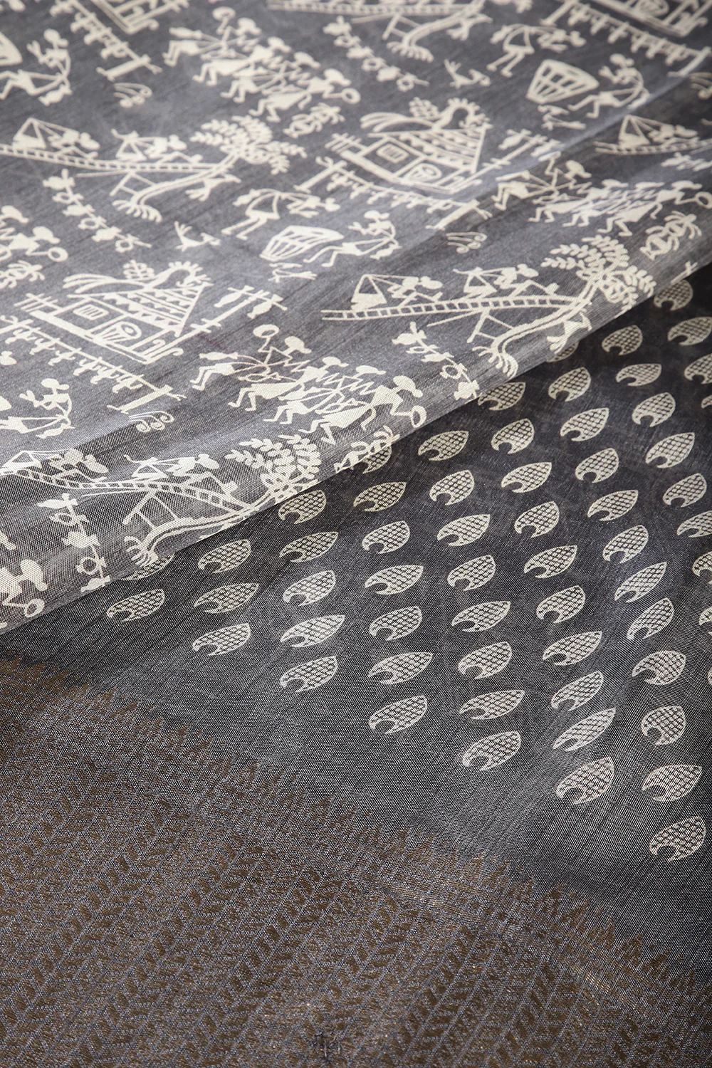 Grey Color Cotton Silk Printed Saree - Image 4