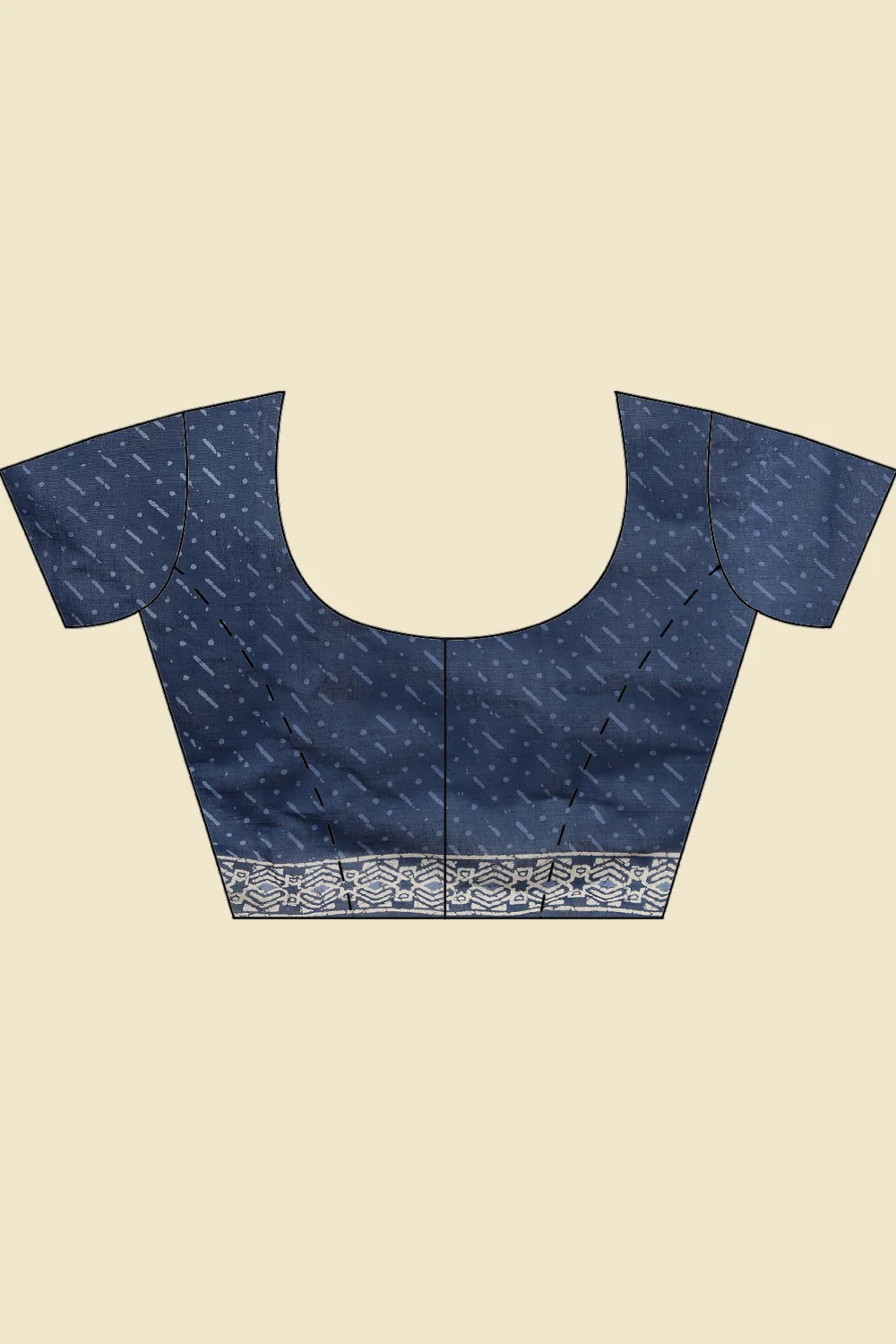 Indigo Blue Cotton Block Printed Saree - Image 8