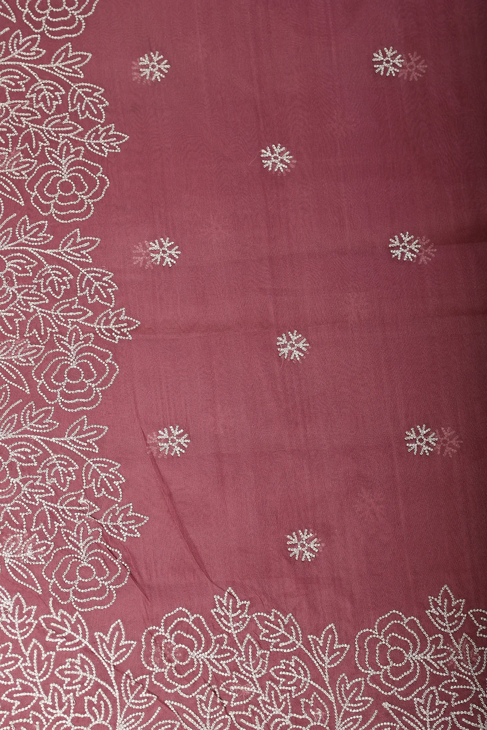 Light Maroon Tissue Resham Embroidered Saree - Image 2