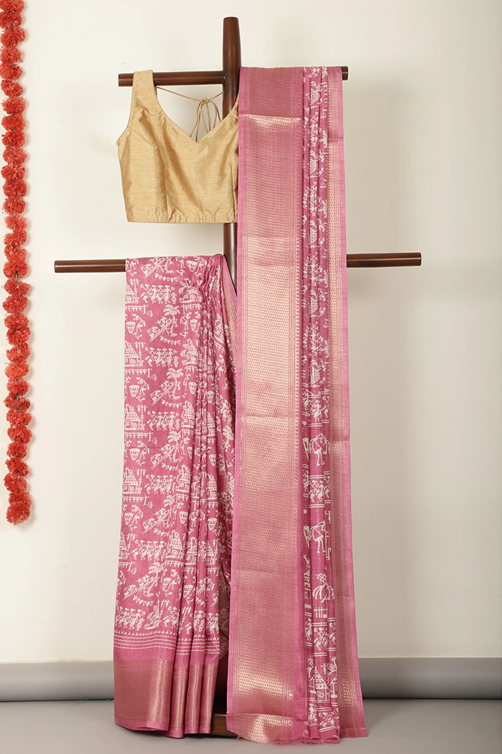 Light Mauve Cotton Silk Printed Saree