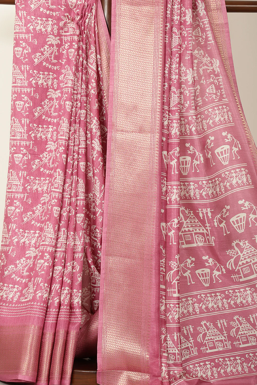Light Mauve Cotton Silk Printed Saree - Image 2