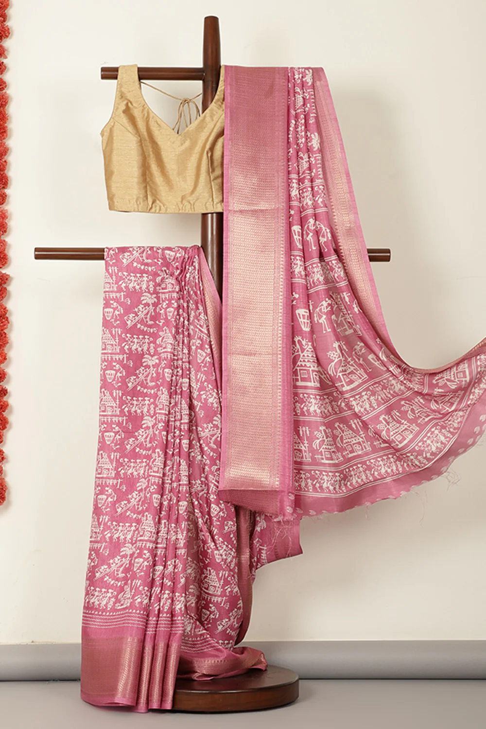 Light Mauve Cotton Silk Printed Saree - Image 3