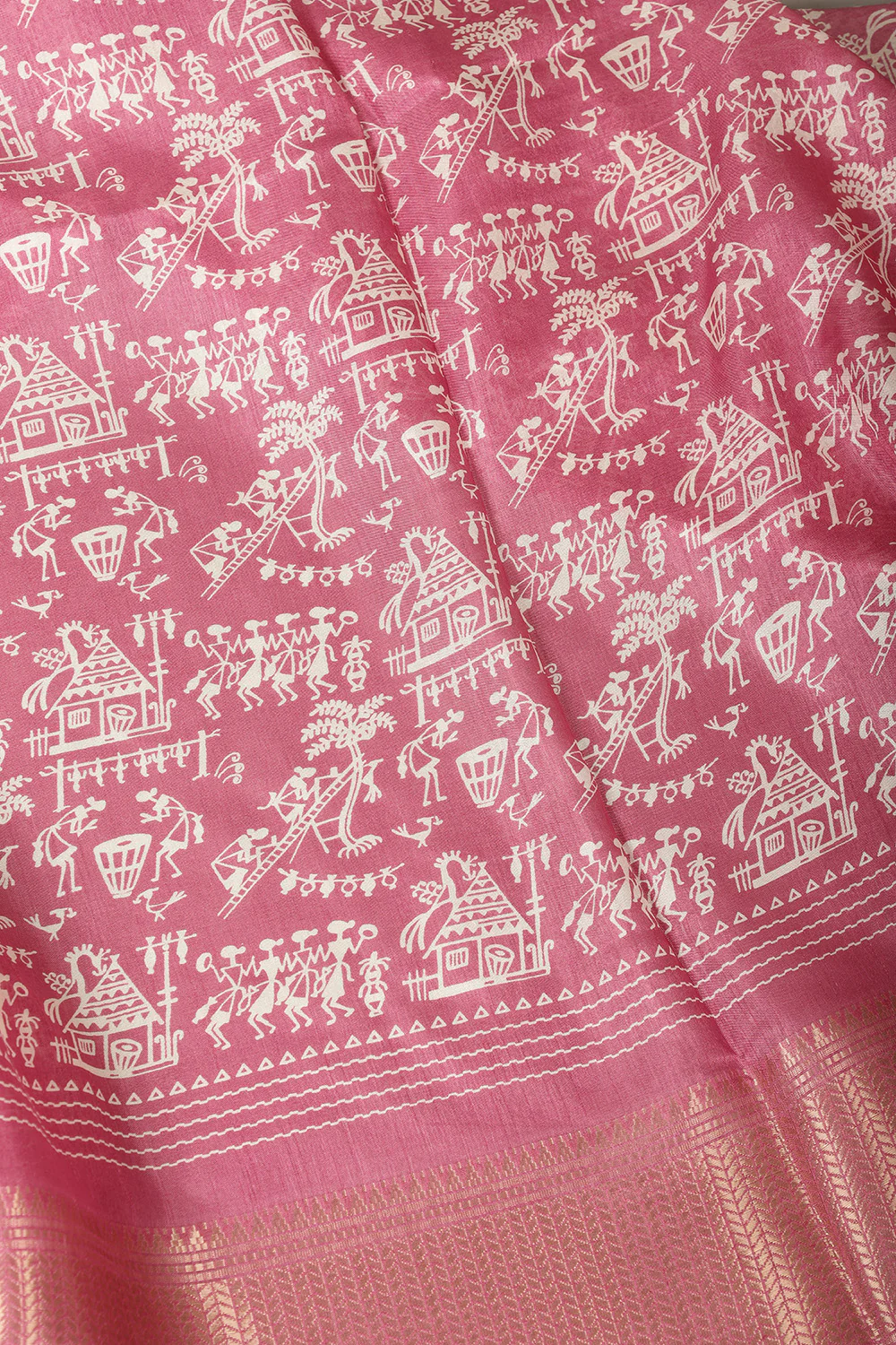 Light Mauve Cotton Silk Printed Saree - Image 4