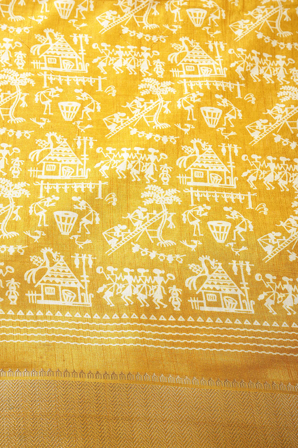 Light Mustard Color Cotton Silk Printed Saree - Image 3