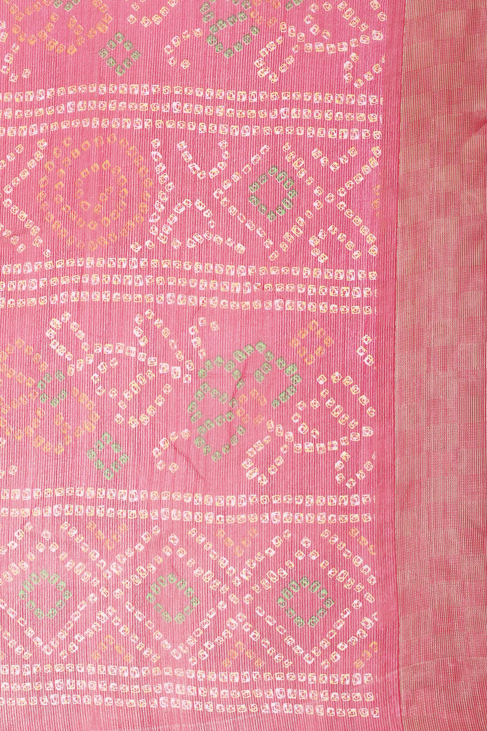 Magenta Pink Color Chiffon Bandhani Printed Saree - Image 12