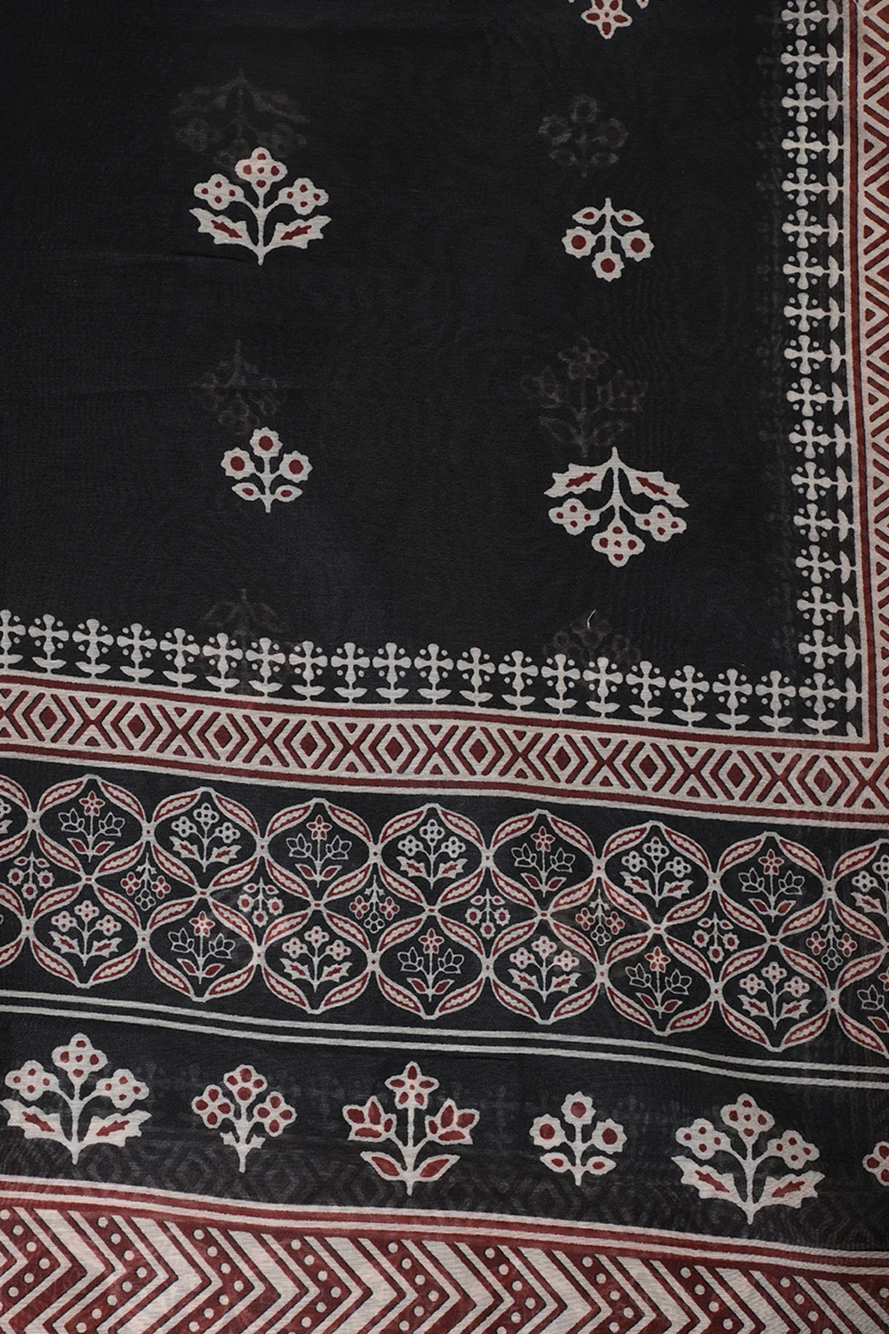 Maroon Cotton Ajrakh Block Print Unstitched Suit Material - Image 4