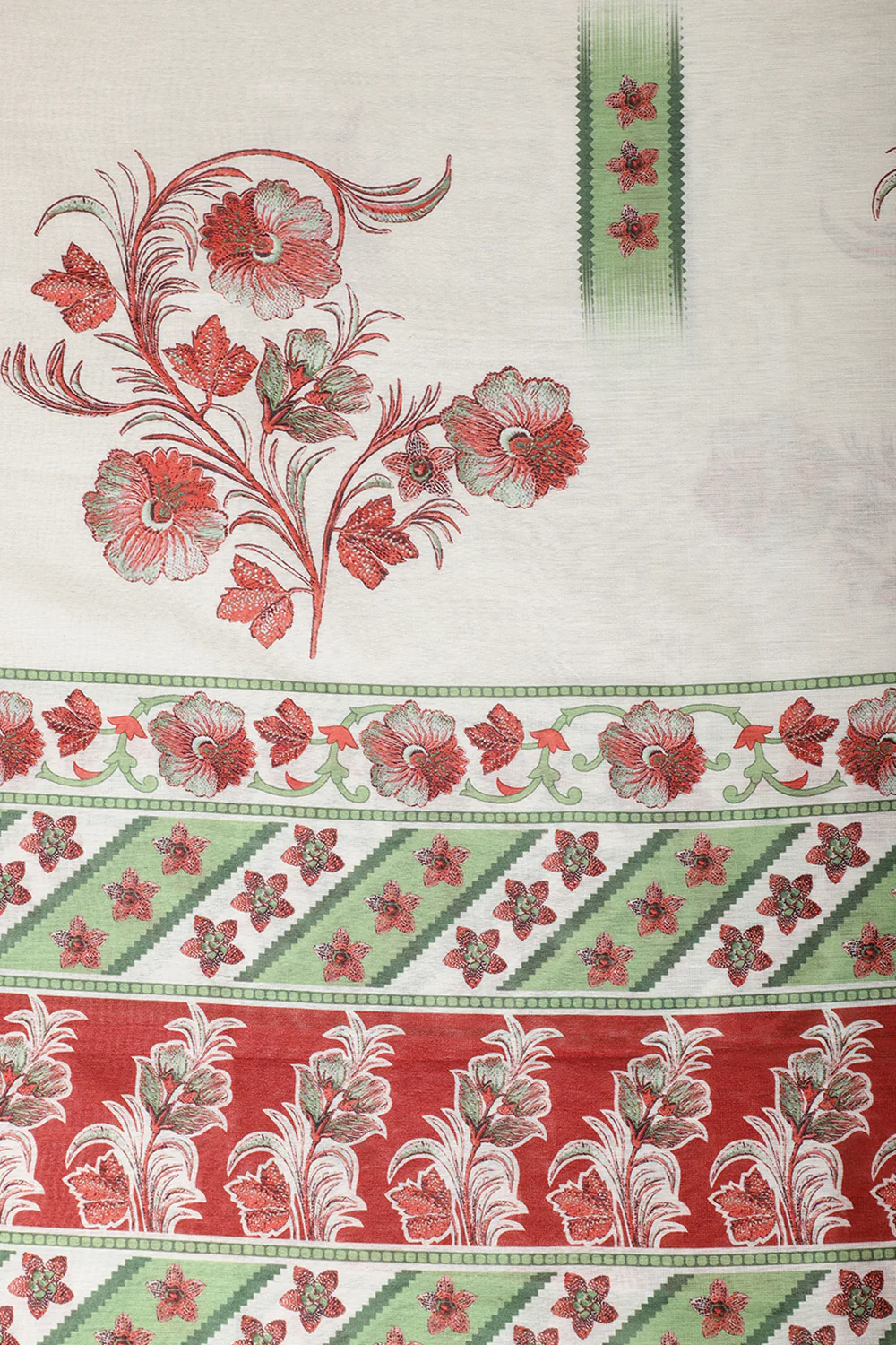 Maroon Cotton Unstitched Suit Material With Floral Printed Dupatta & Salwar - Image 5