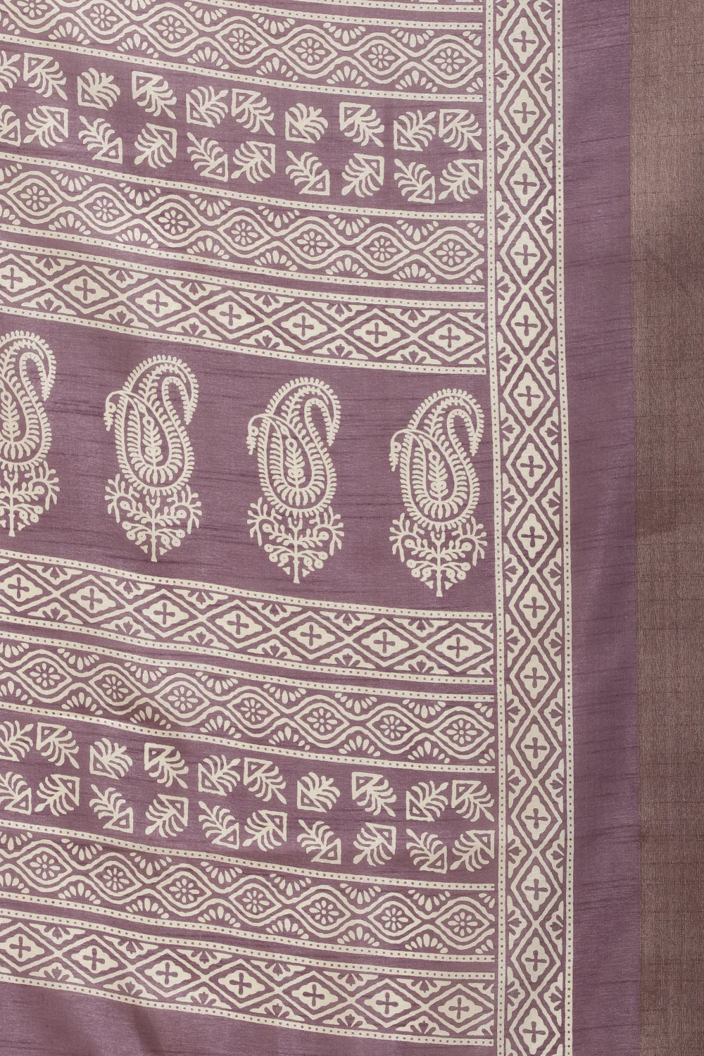Purple Color Cotton Silk Boota Printed And Zari Woven Saree - Image 7