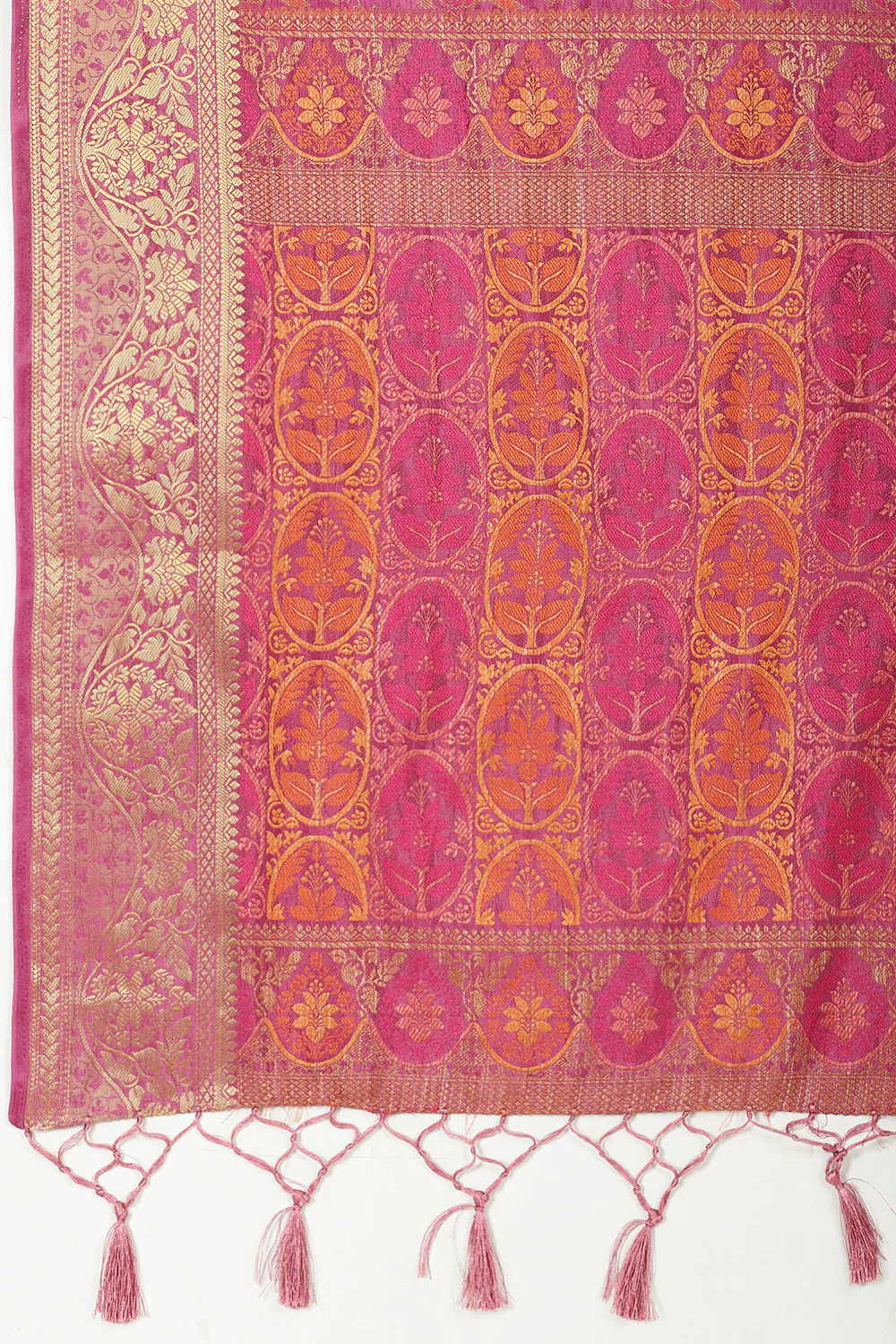 Mauve Color Tussar Woven Silk Saree - Image 12
