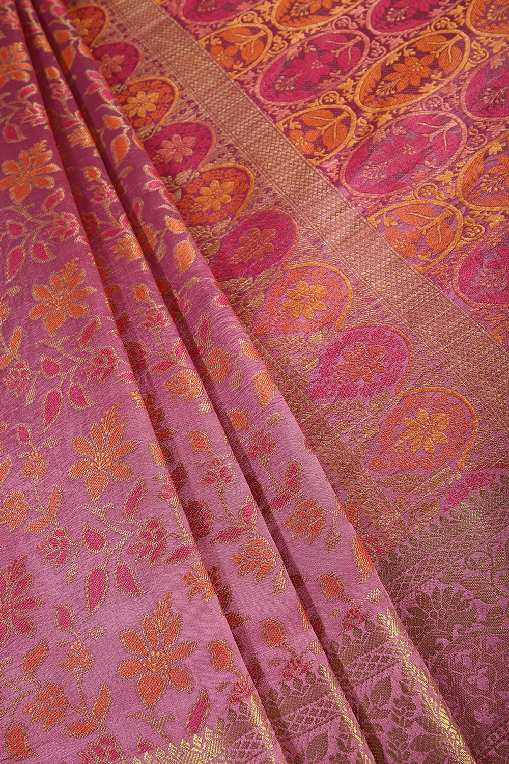 Mauve Color Tussar Woven Silk Saree - Image 9