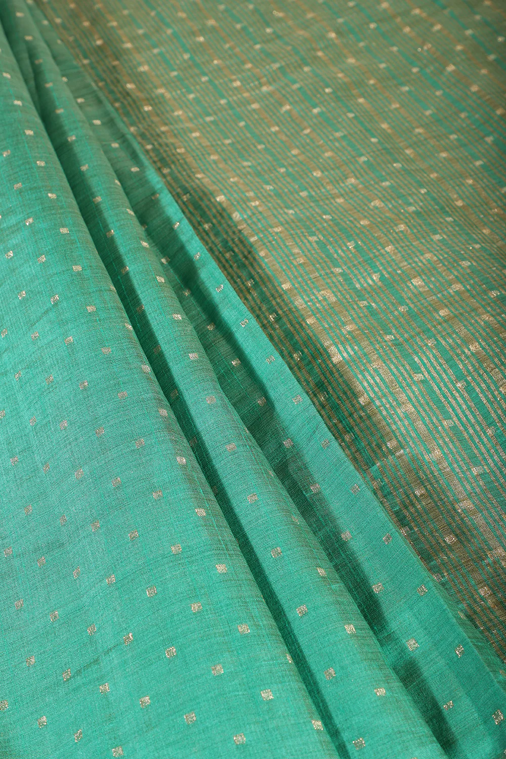 Mint Green Zari Woven Silk Saree - Image 2