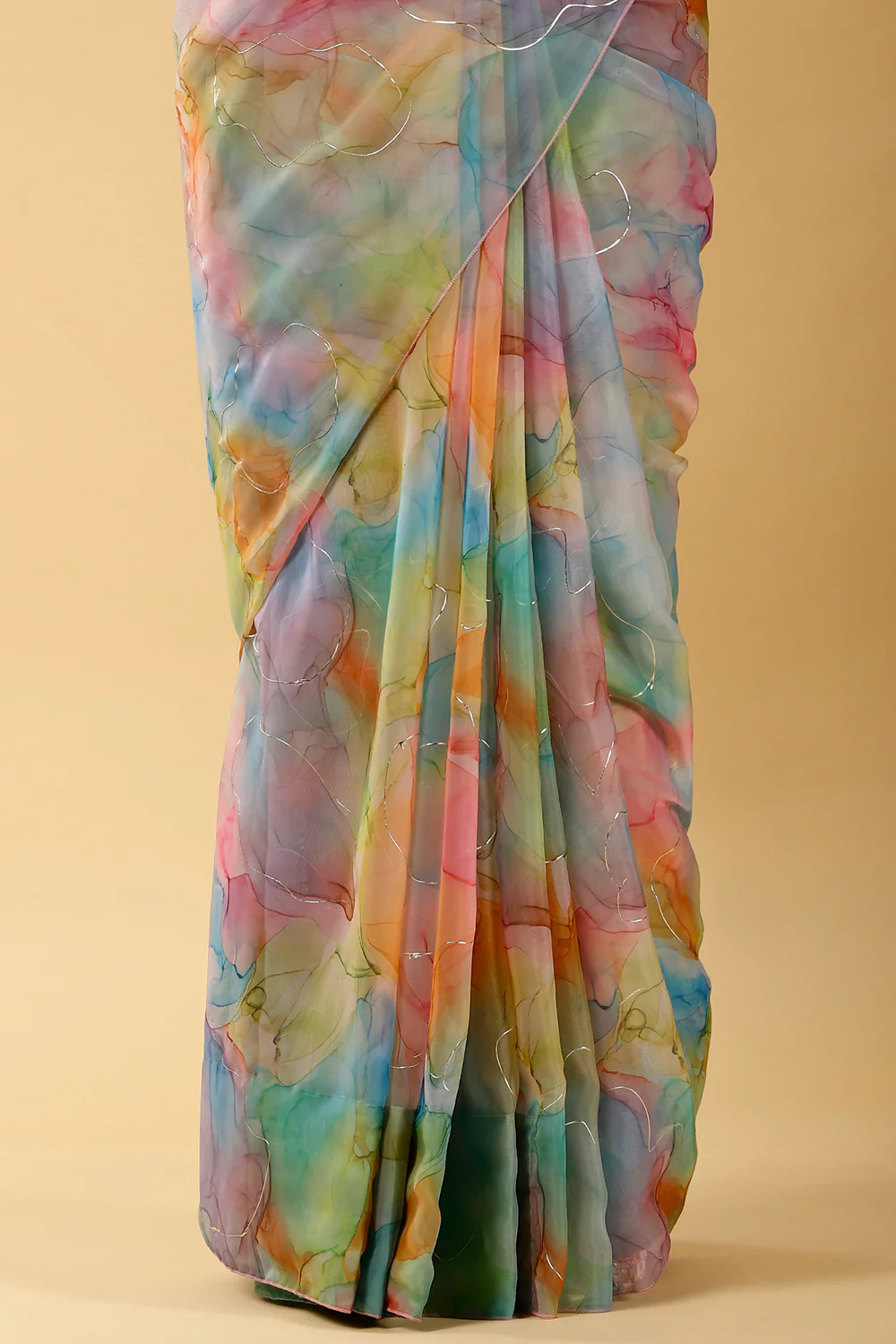 Multi-Color Organza Printed Saree - Image 5