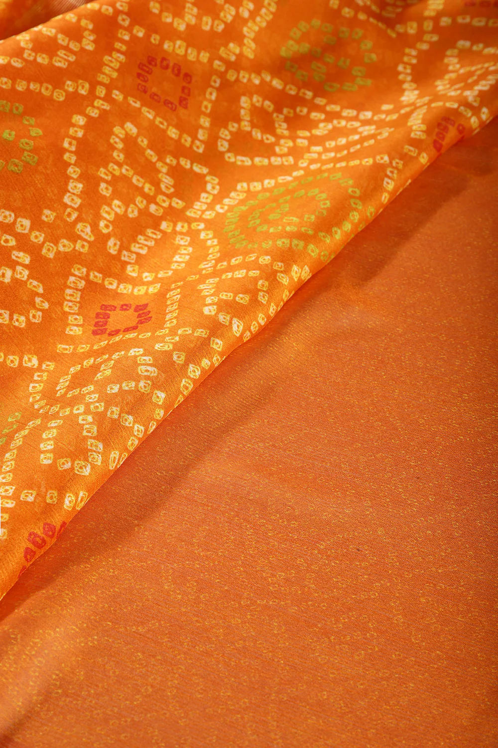 Mustard Color Chiffon Bandhani Printed Saree - Image 4