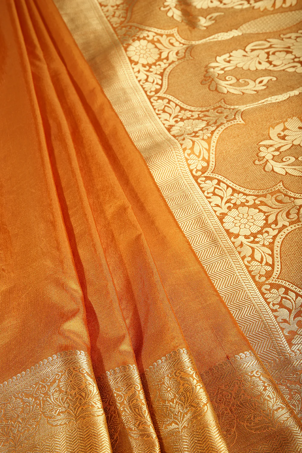 Mustard Colour Silk Woven Saree - Image 2
