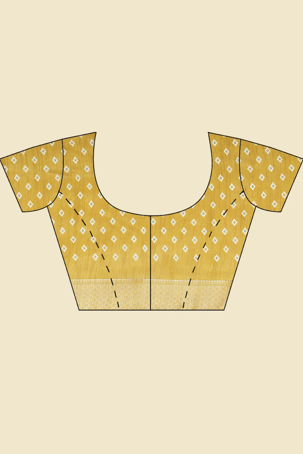 Mustard Cotton Silk Printed And Zari Woven Saree - Image 9