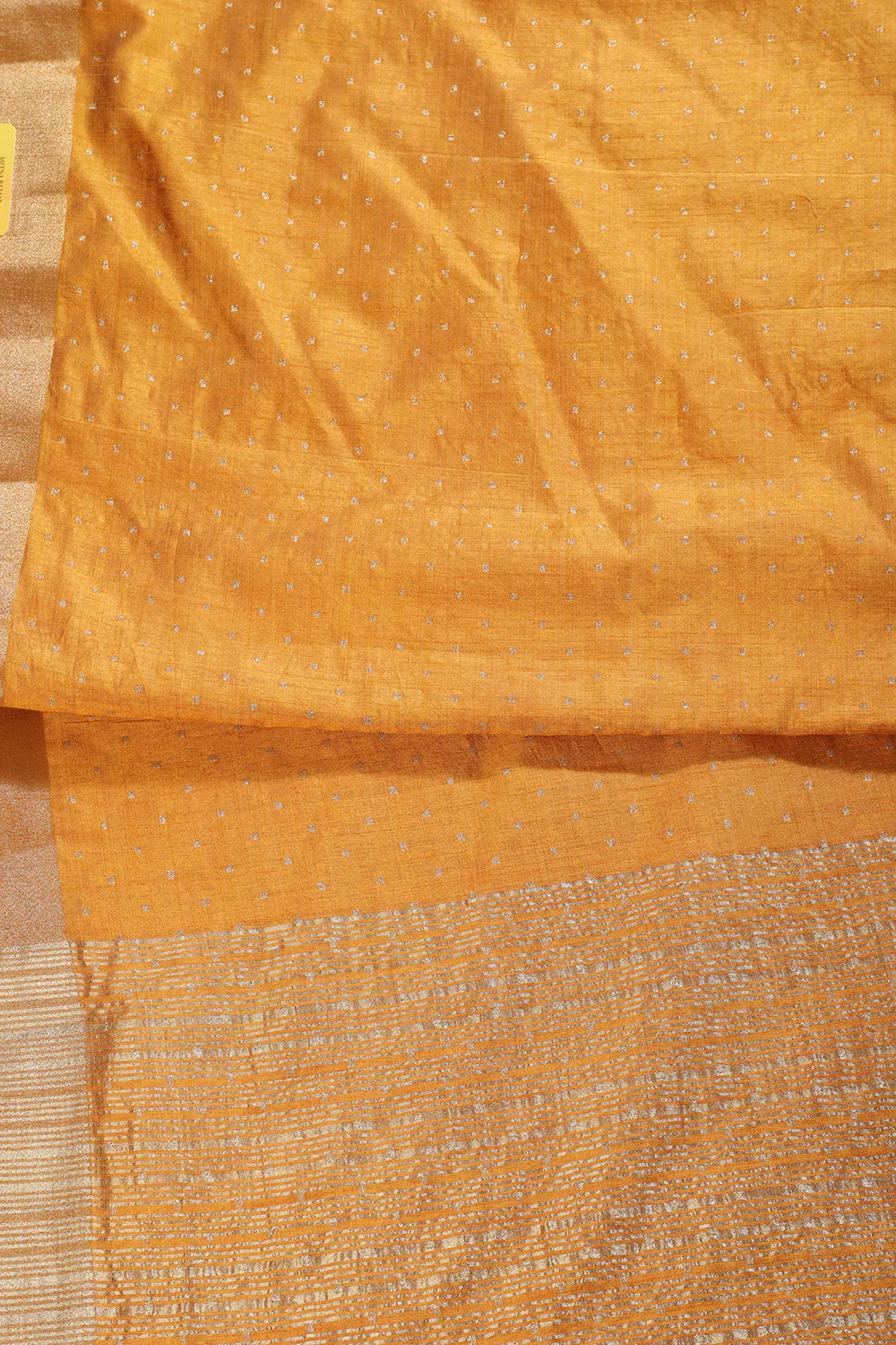 Mustard Zari Woven Silk Saree - Image 2