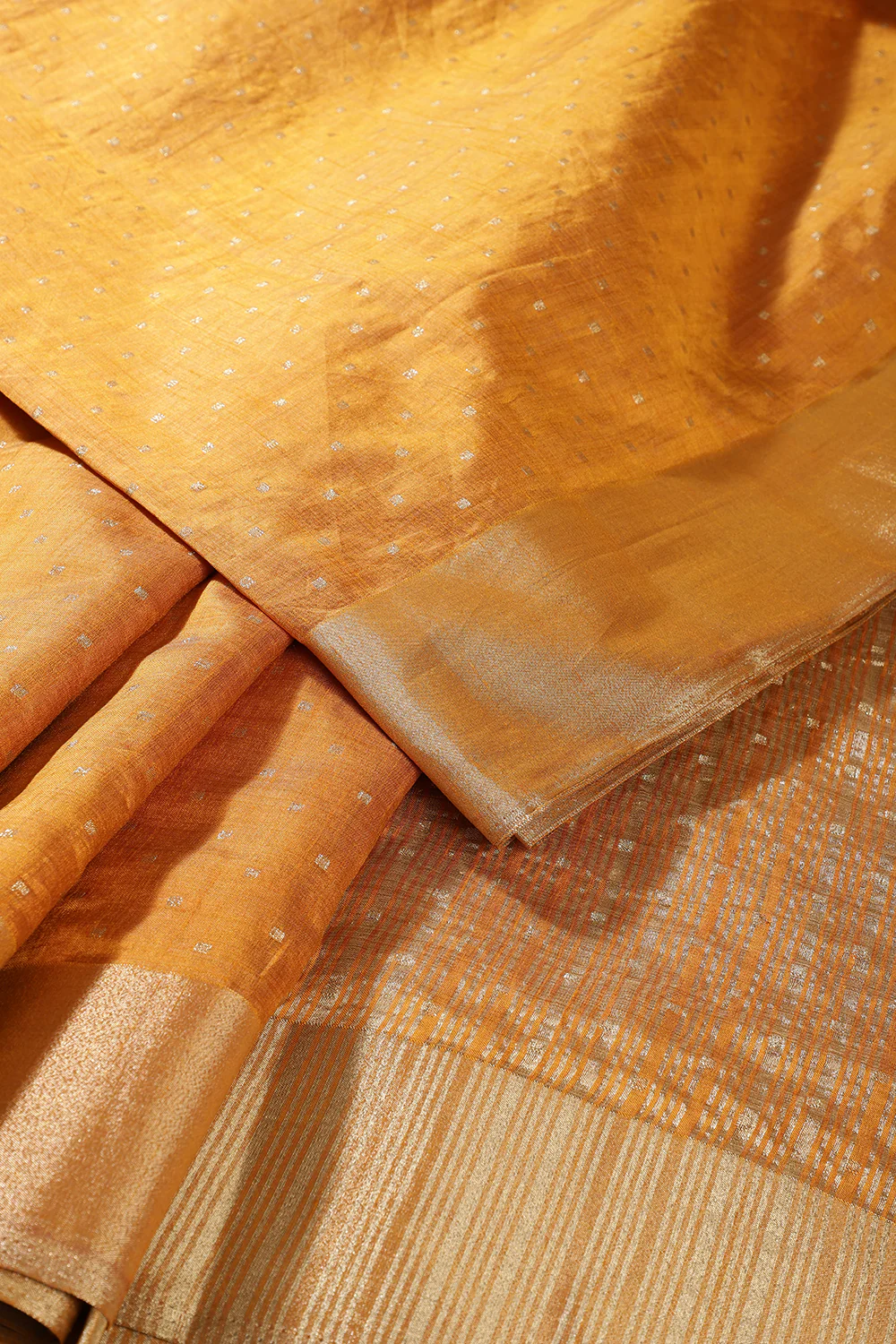Mustard Zari Woven Silk Saree - Image 4