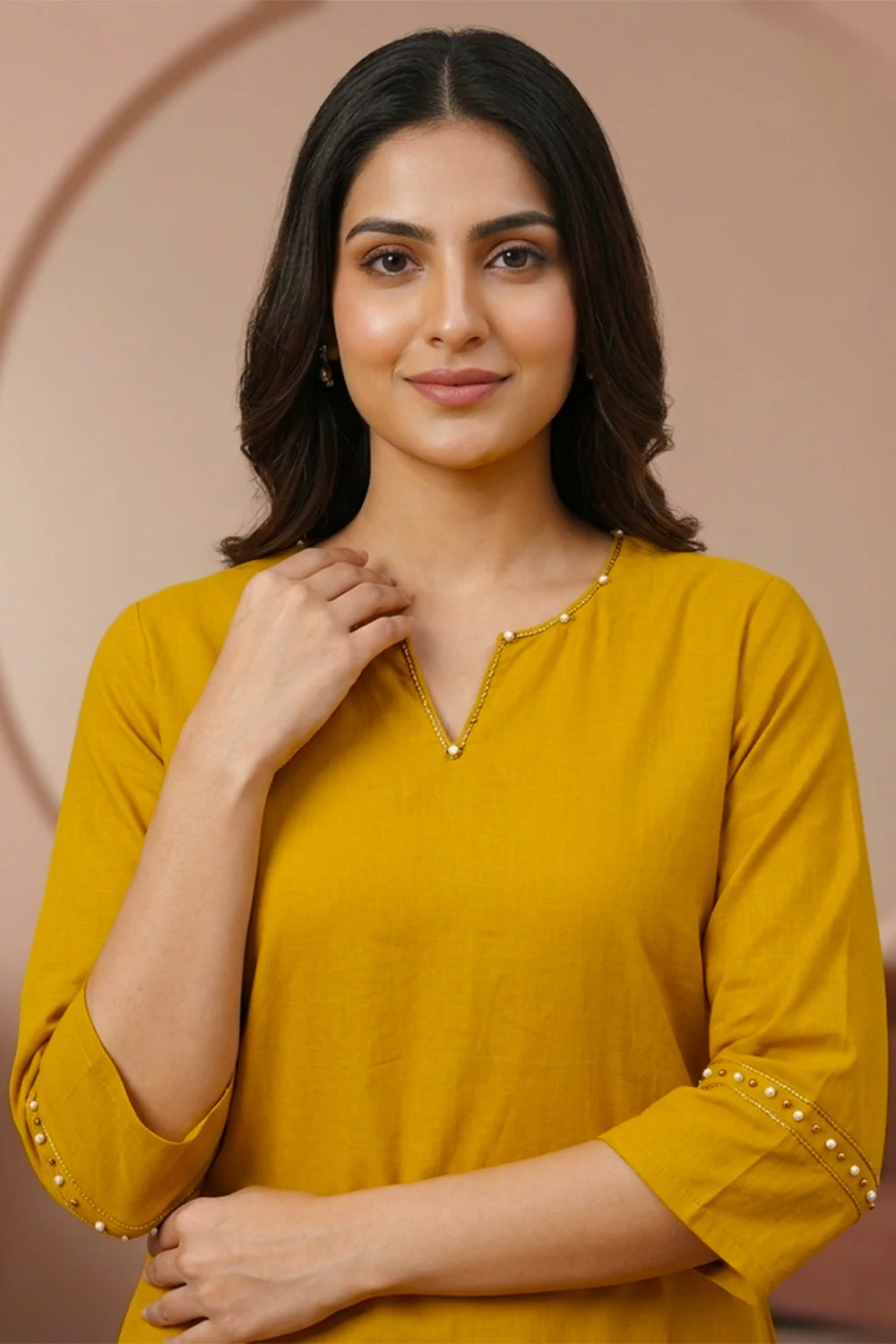 Mustrard Cotton Kurta Set - Image 5