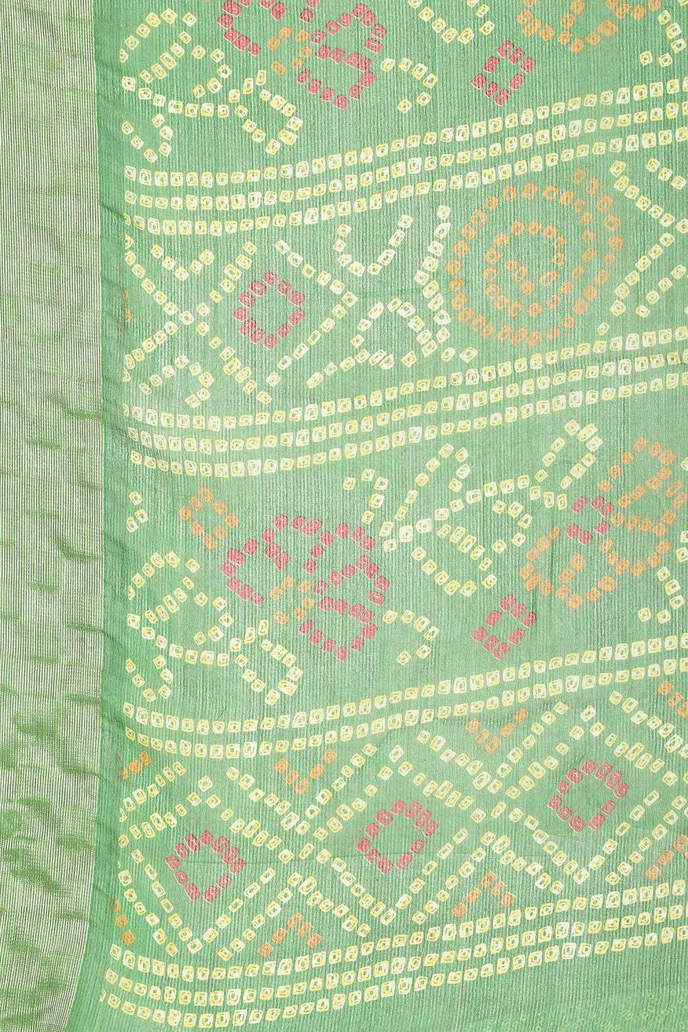 Muted Green Color Chiffon Bandhani Printed Saree - Image 11