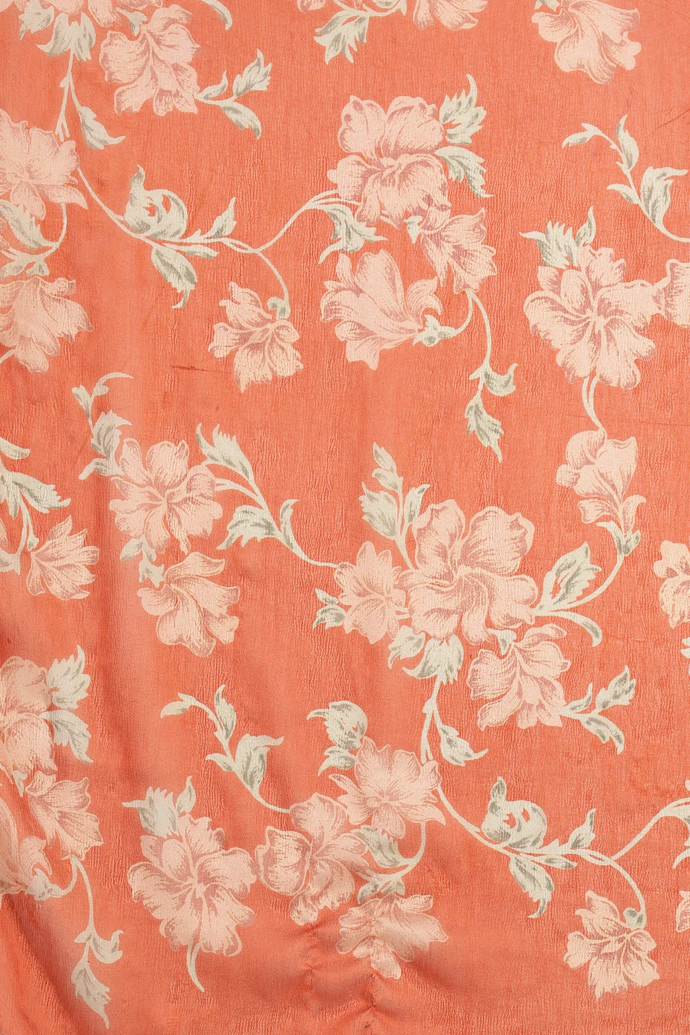 Orange Chiffon Floral Zari Border & Floral Printed Saree - Image 6