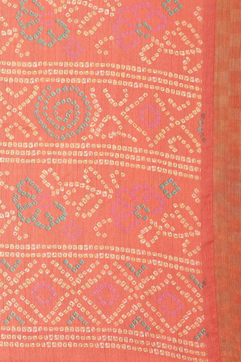 Orange Color Chiffon Bandhani Printed Saree - Image 12