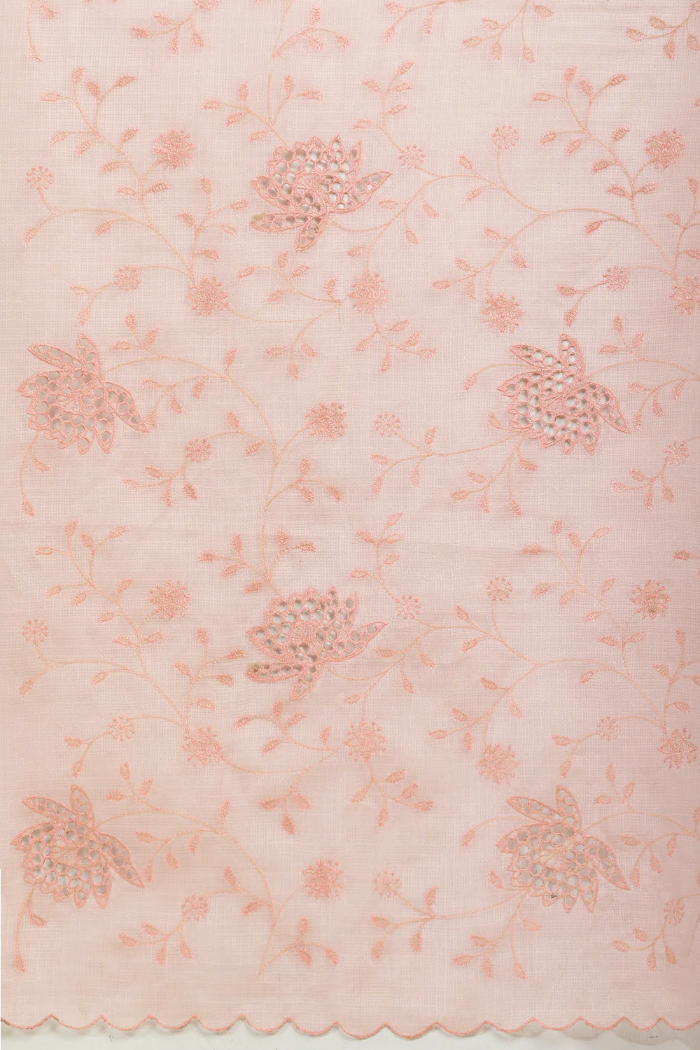 Pink Floral Resham Embroidered Cotton Saree - Image 8