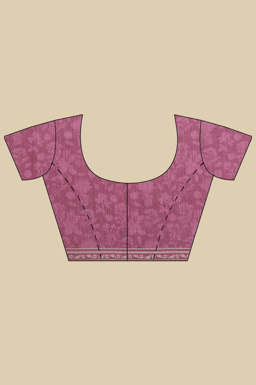 Purple Kota Cotton Floral Jaal Printed Saree - Image 8