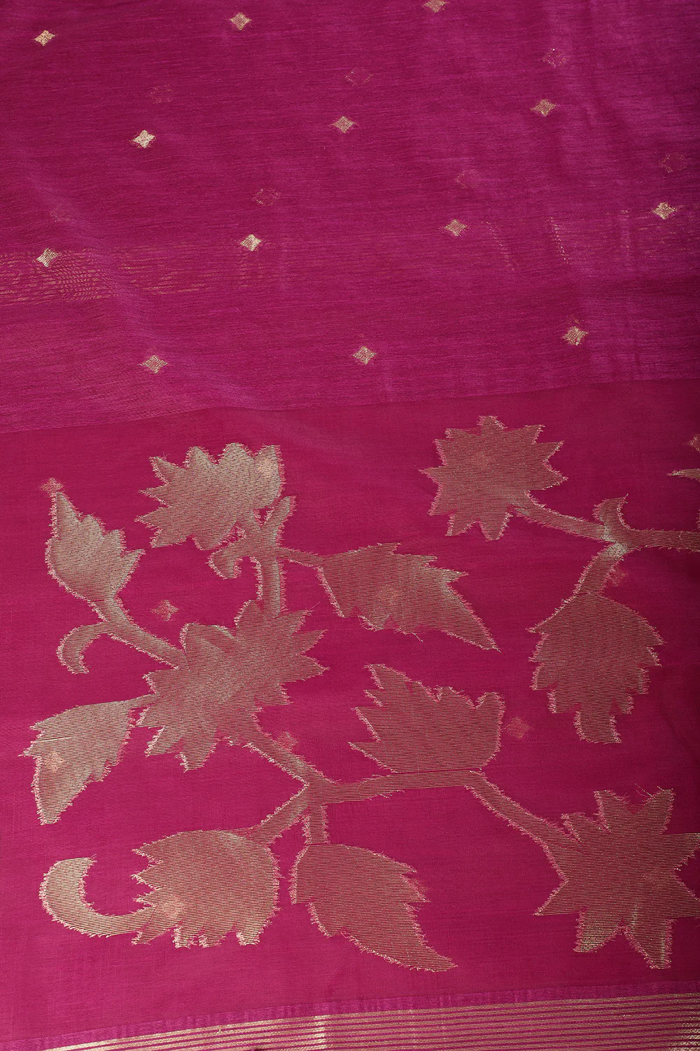Purple Tussar Silk Floral Zari Woven Saree - Image 2